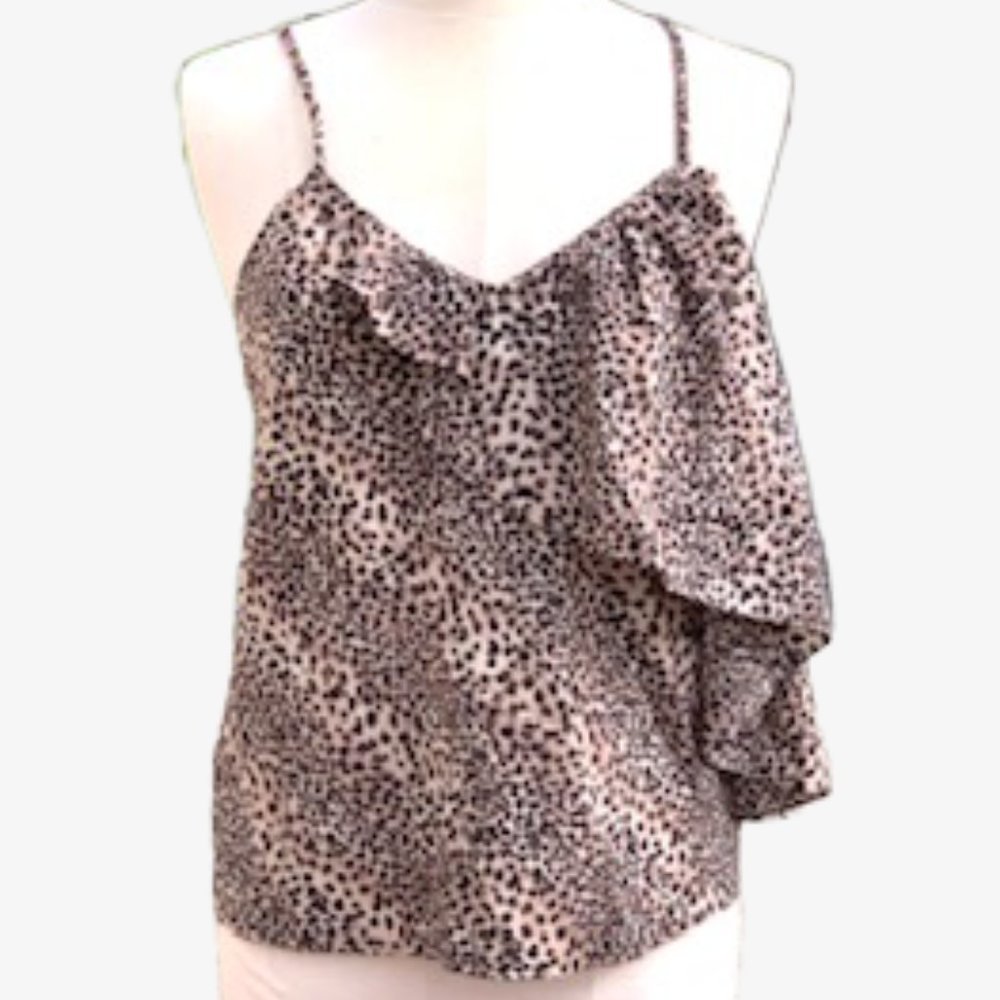 Guess Leopard Ruffle Cami Top NWT